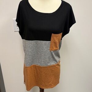 Colorblock Women's Top - Black, Gray, and Brown